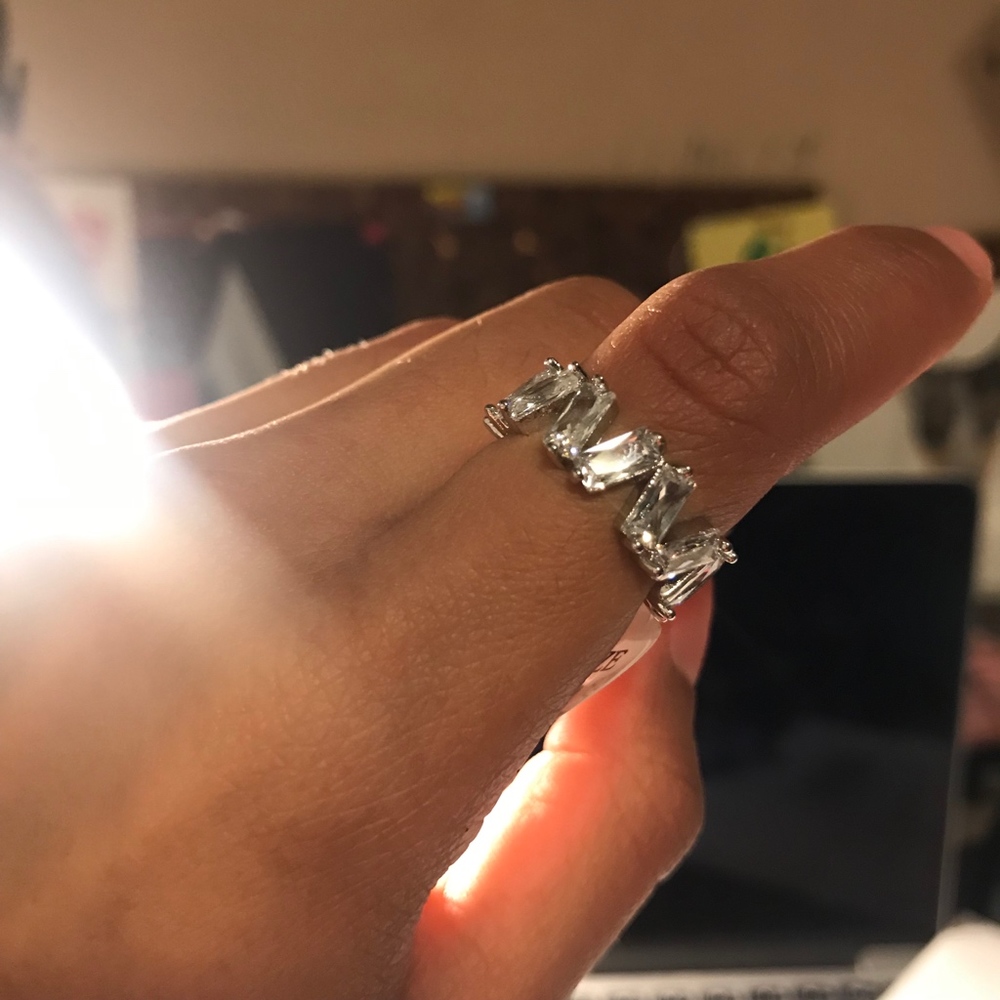 Trendy 925 Sterling Silver Baguette Eternity Ring
